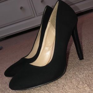 Black Suede Qupid Pumps